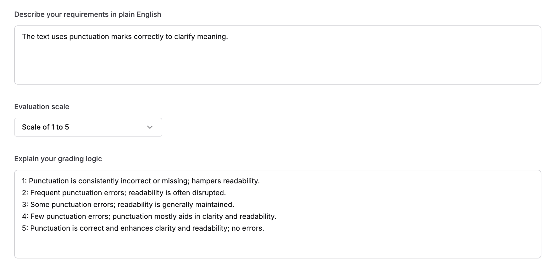 Evaluation logic configuration