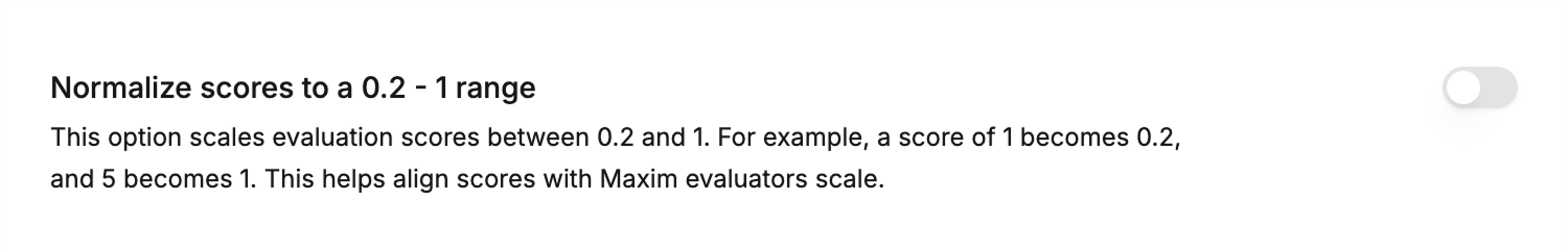 Score normalization toggle for AI evaluators