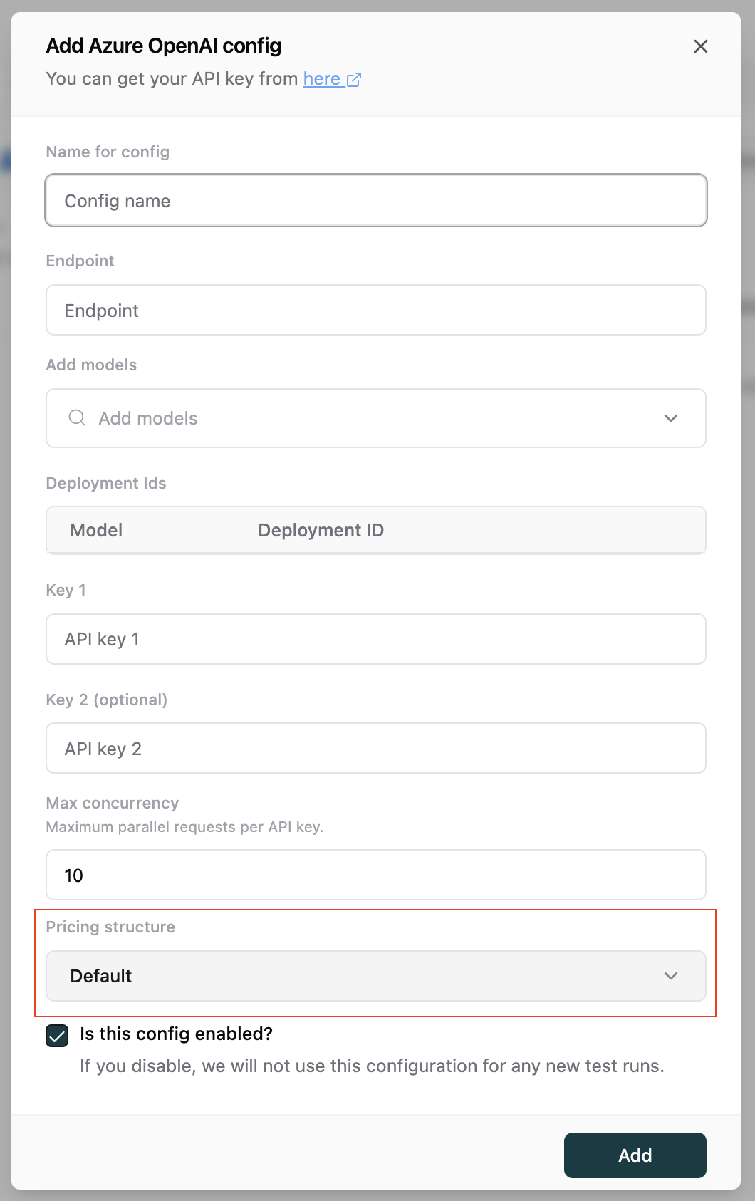 attach pricing to model config