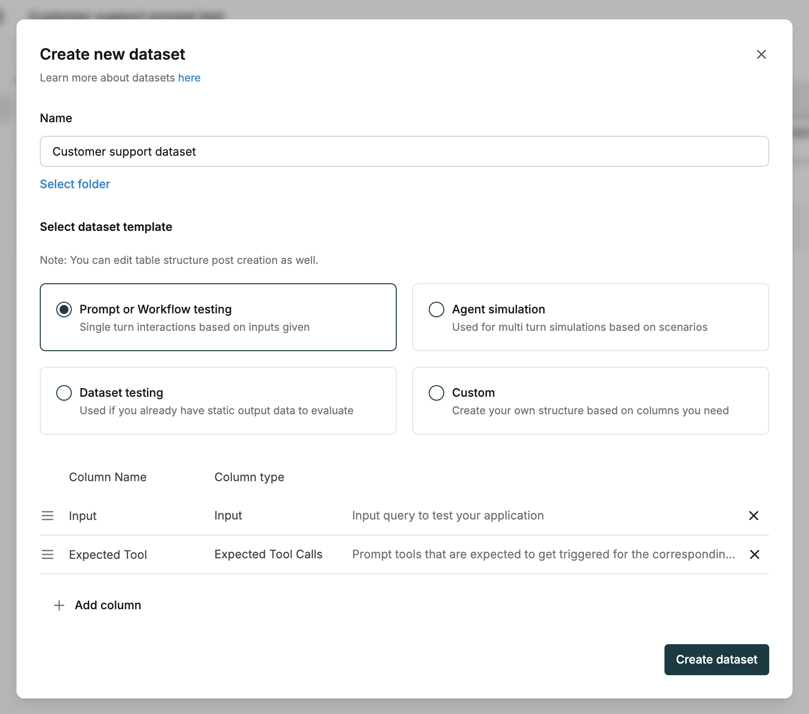 Dataset creation