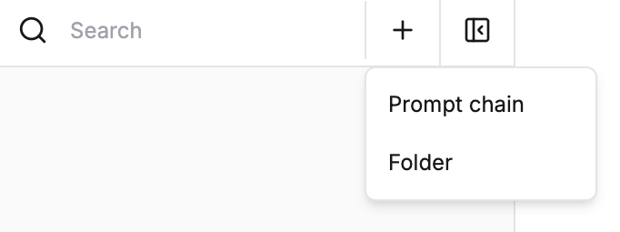 Dropdown menu for creating a new Prompt chain