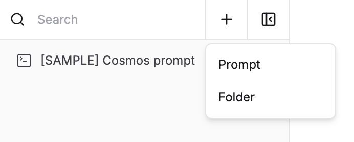 Dropdown menu for creating a new prompt