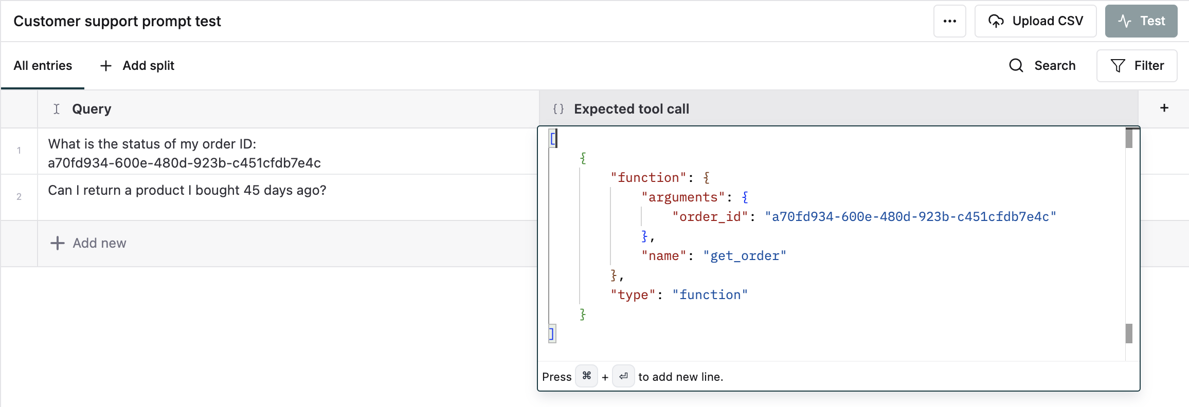 Dataset example