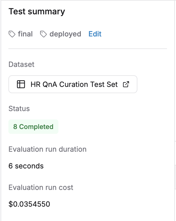 Test run summary