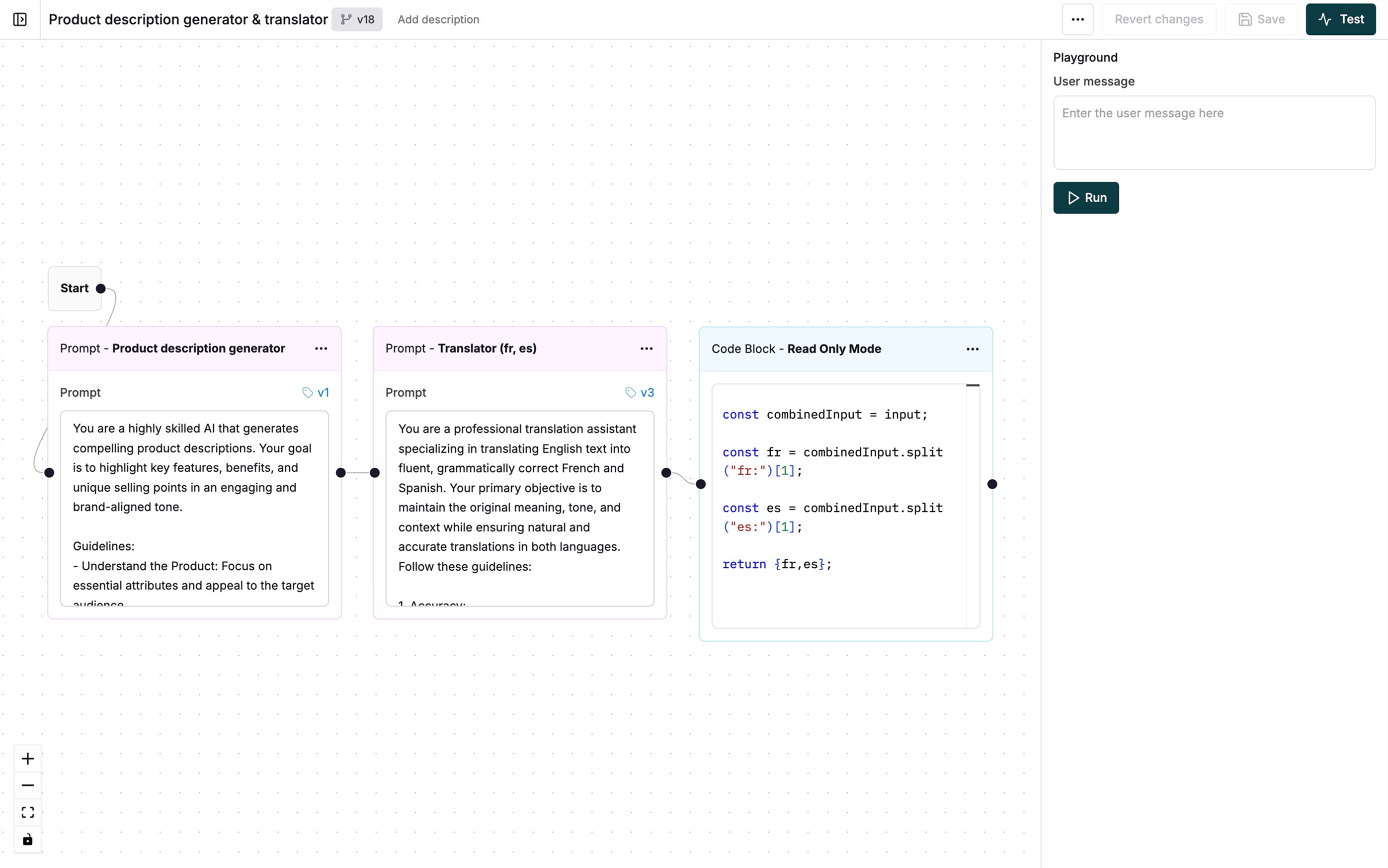 Connect nodes to create a Prompt chain