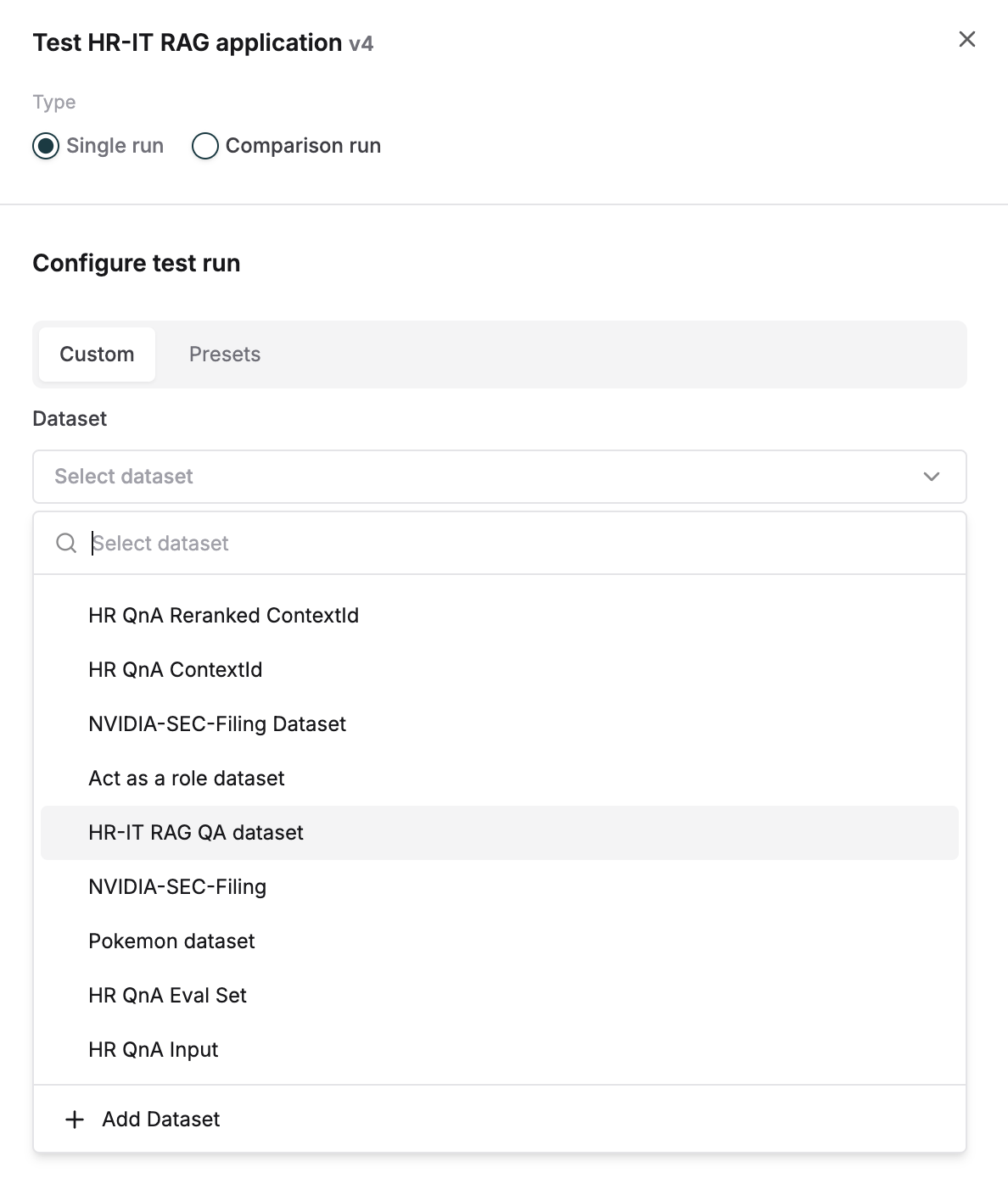 Dataset selection