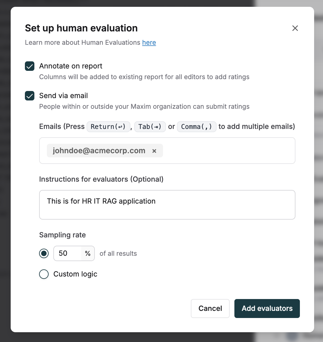 Human annotation set up